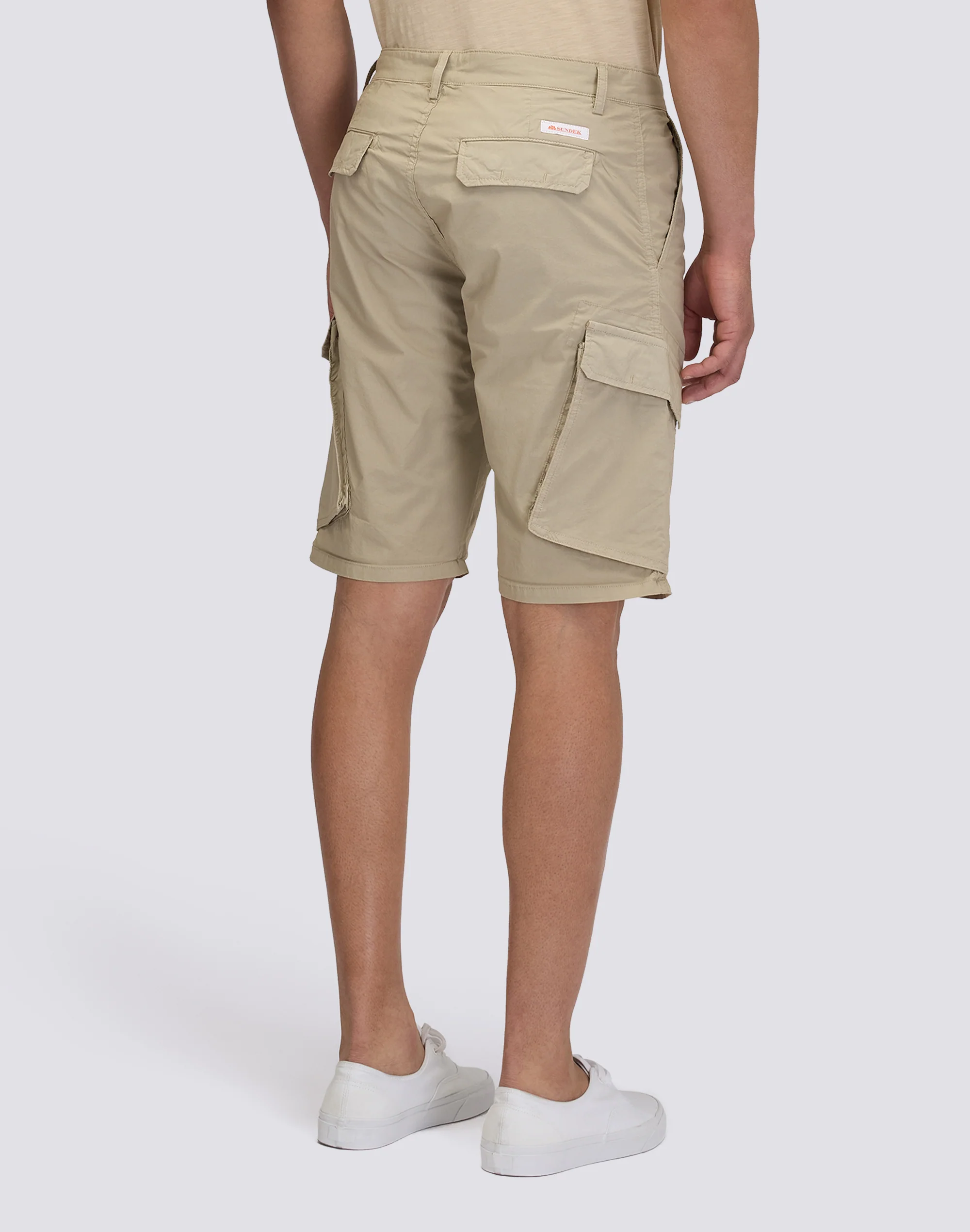 WALKSHORT CARGO UOMO TINTO CAPO IN POPELINE STRETCH - Image 2