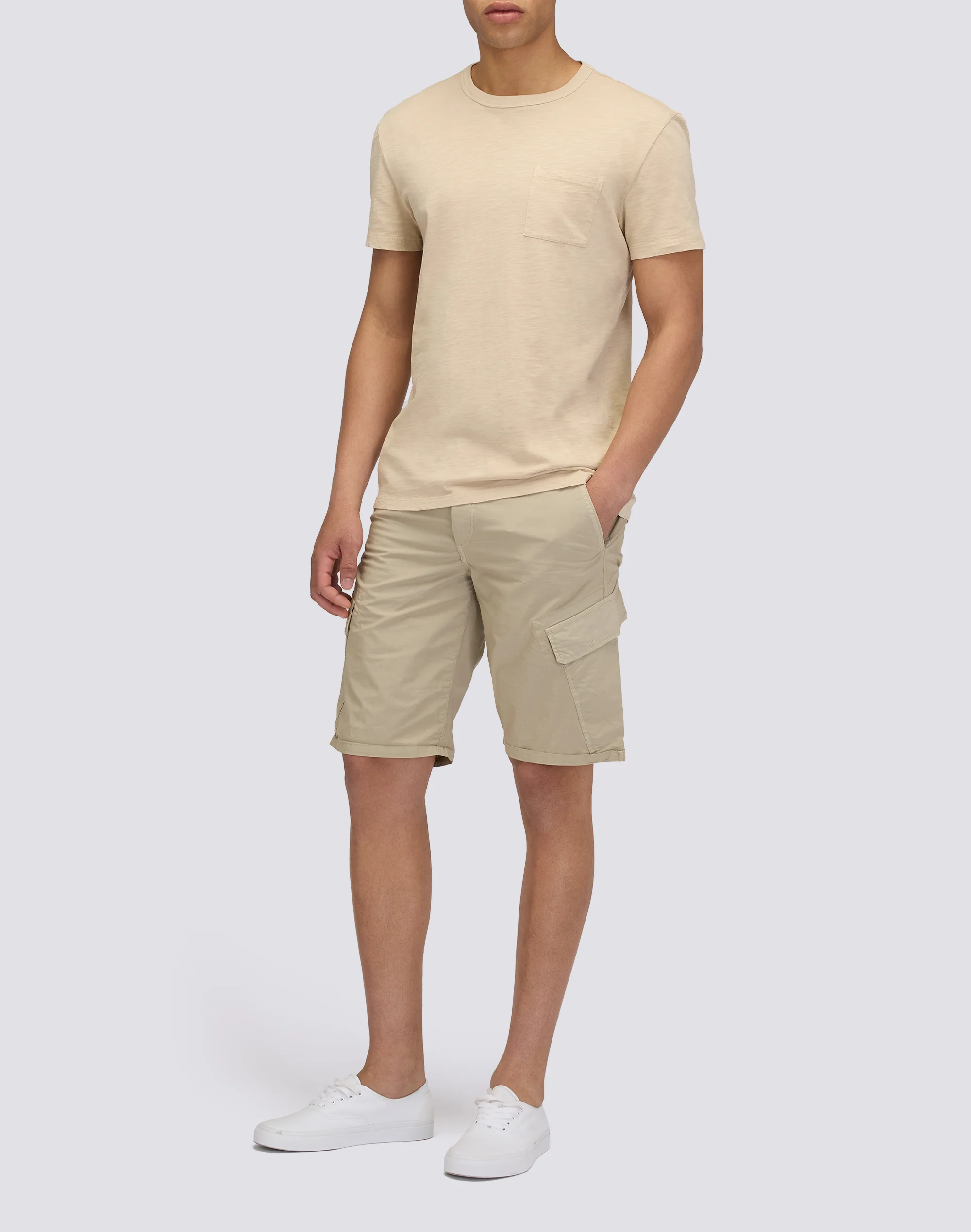WALKSHORT CARGO UOMO TINTO CAPO IN POPELINE STRETCH - Image 3