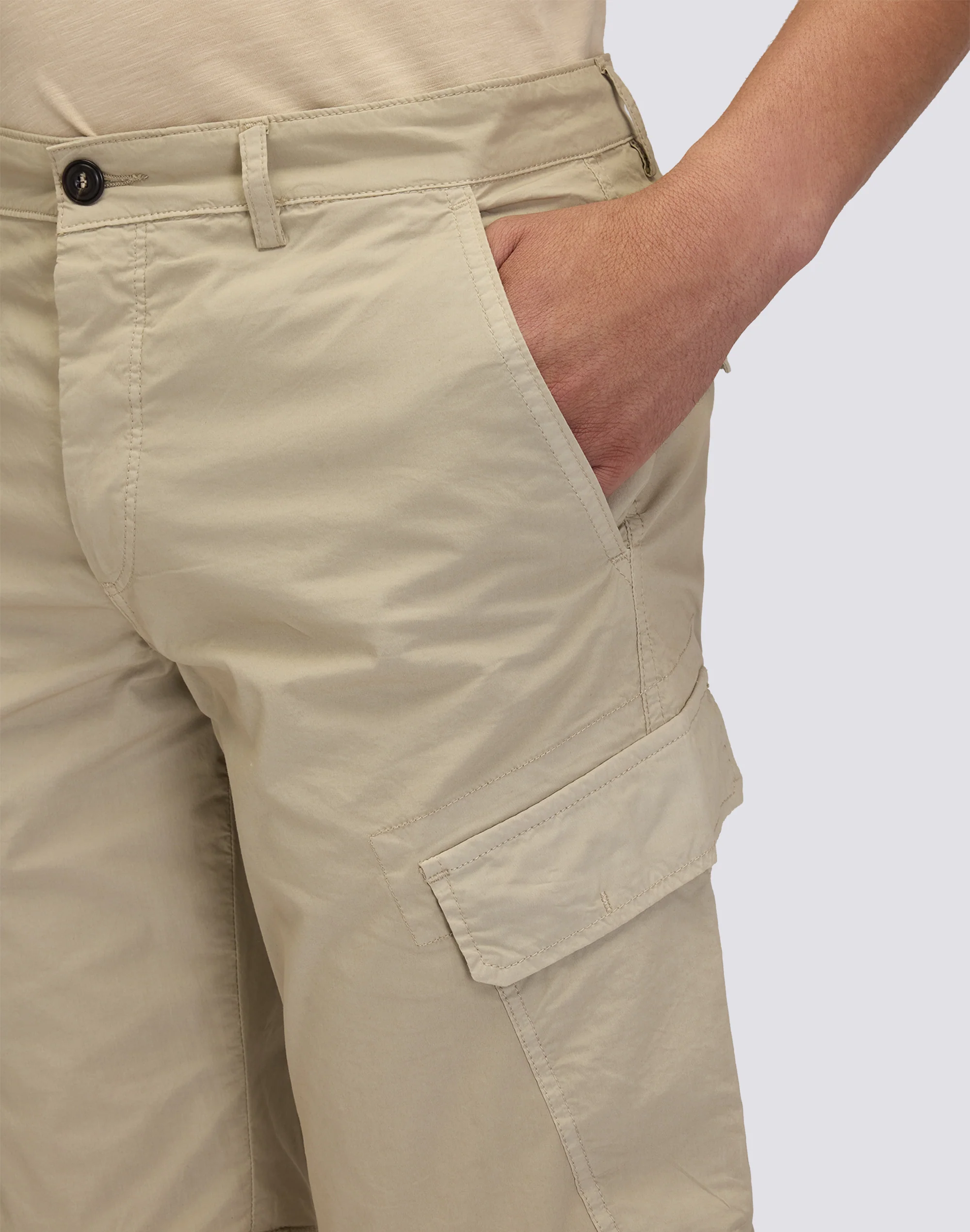 WALKSHORT CARGO UOMO TINTO CAPO IN POPELINE STRETCH - Image 4
