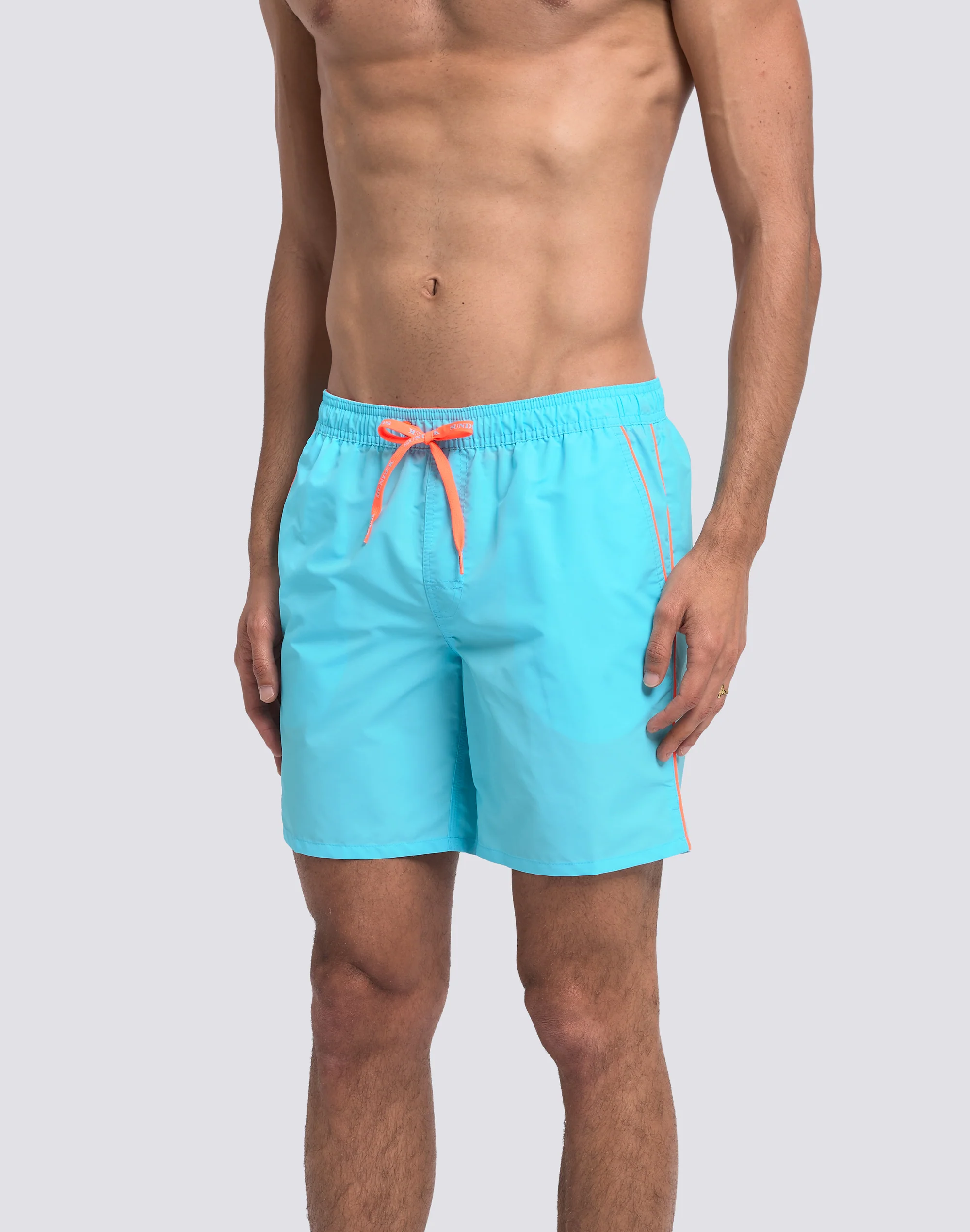 COSTUME DA BAGNO UOMO LUNGHEZZA MEDIA VITA ELASTICATA CON PIPING - Image 4