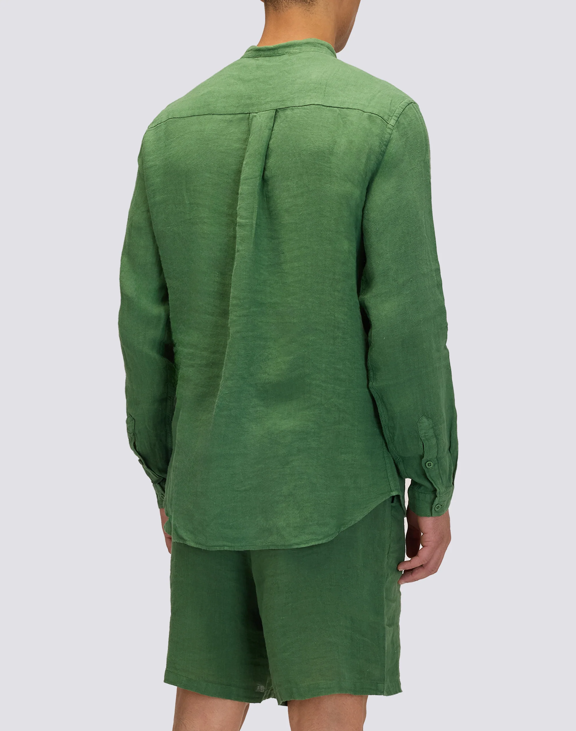 CAMICIA IN LINO IN TINTO CAPO CON COLLO ALLA COREANA - Image 2