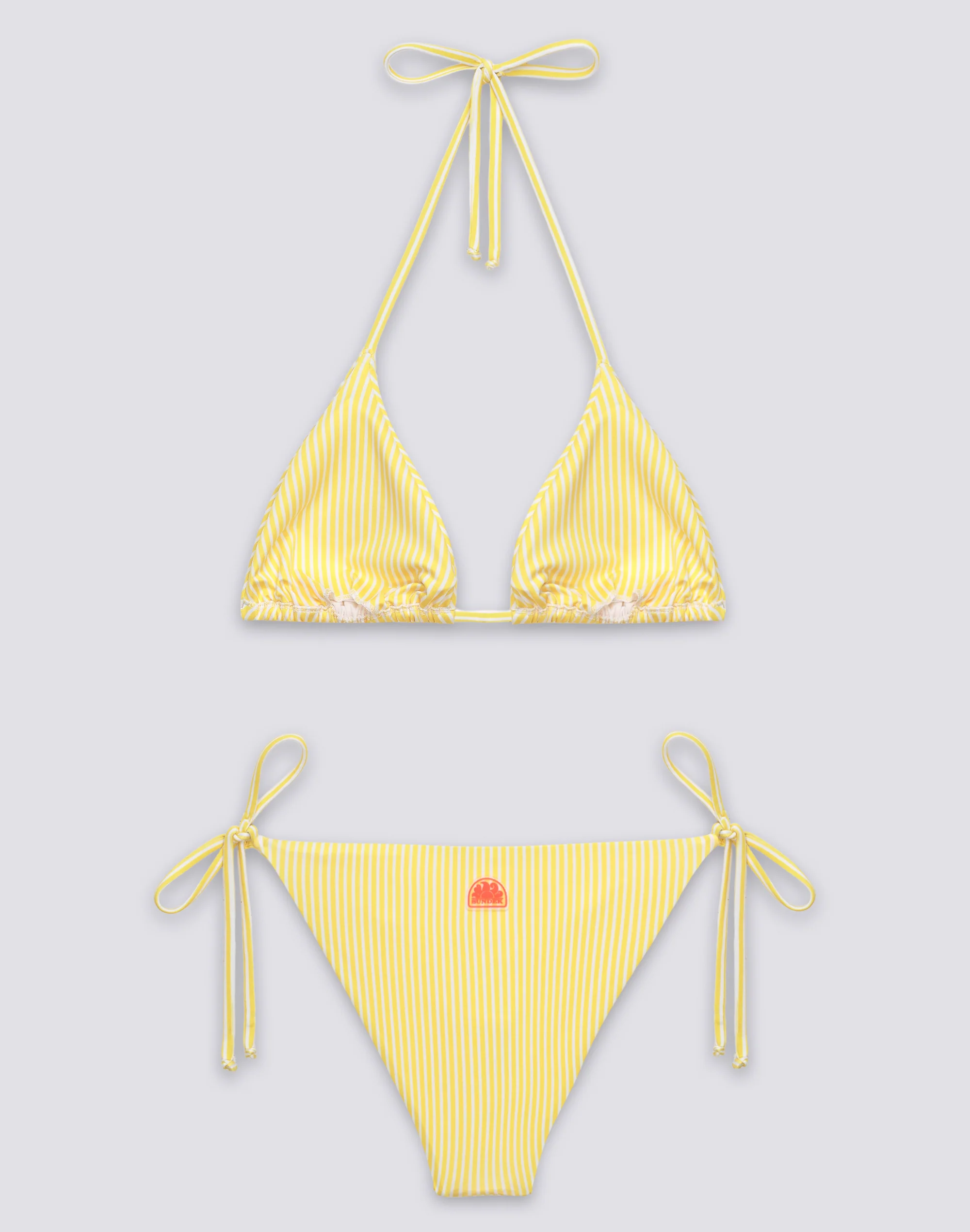 BIKINI DONNA TOP A TRIANGOLO E SLIP A LACCETTI STAMPA JUICY STRIPES CON RICAMO FRUTTA - Image 2