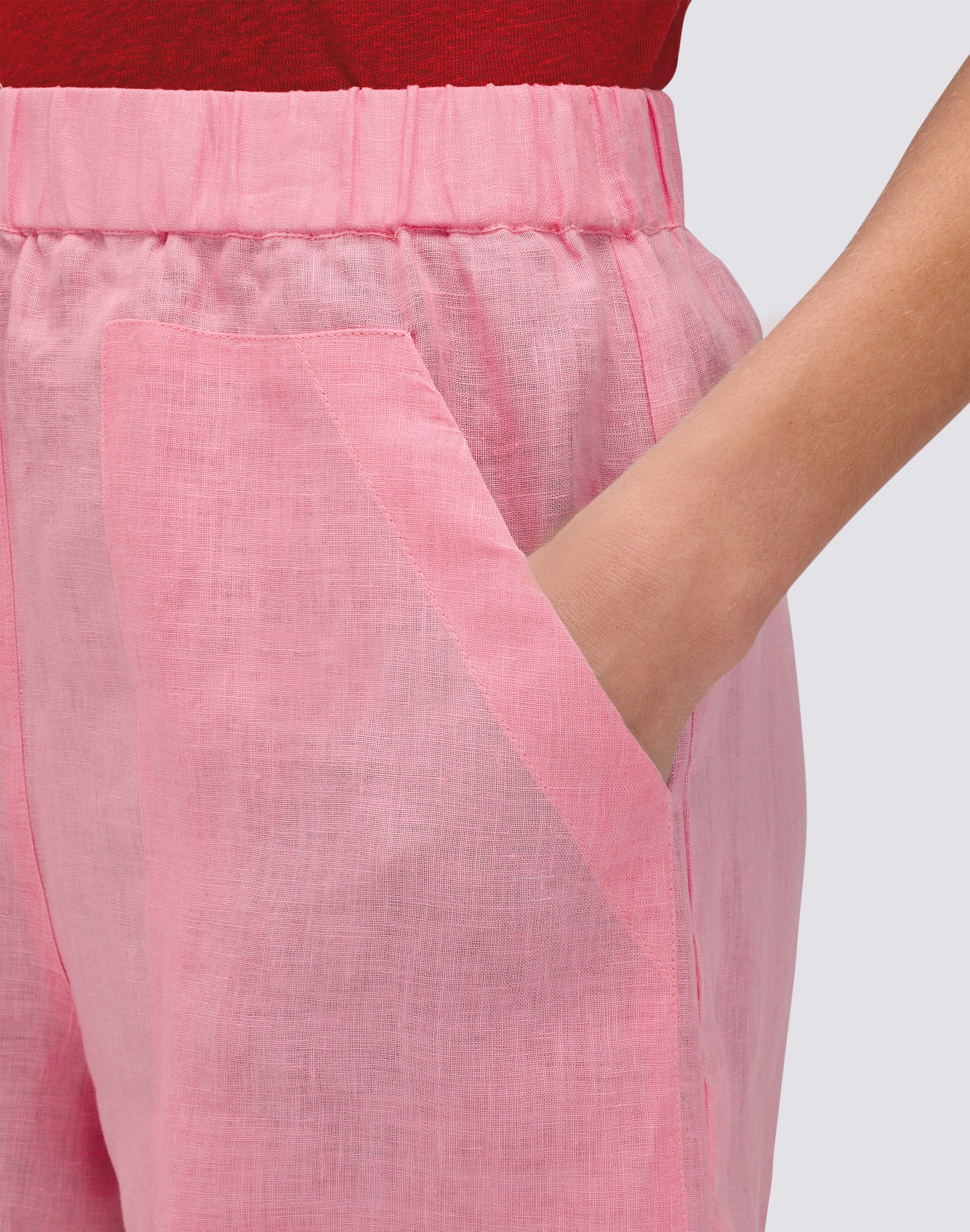 SHORTS DONNA IN LINO CON TASCHE FATIGUE - Image 3