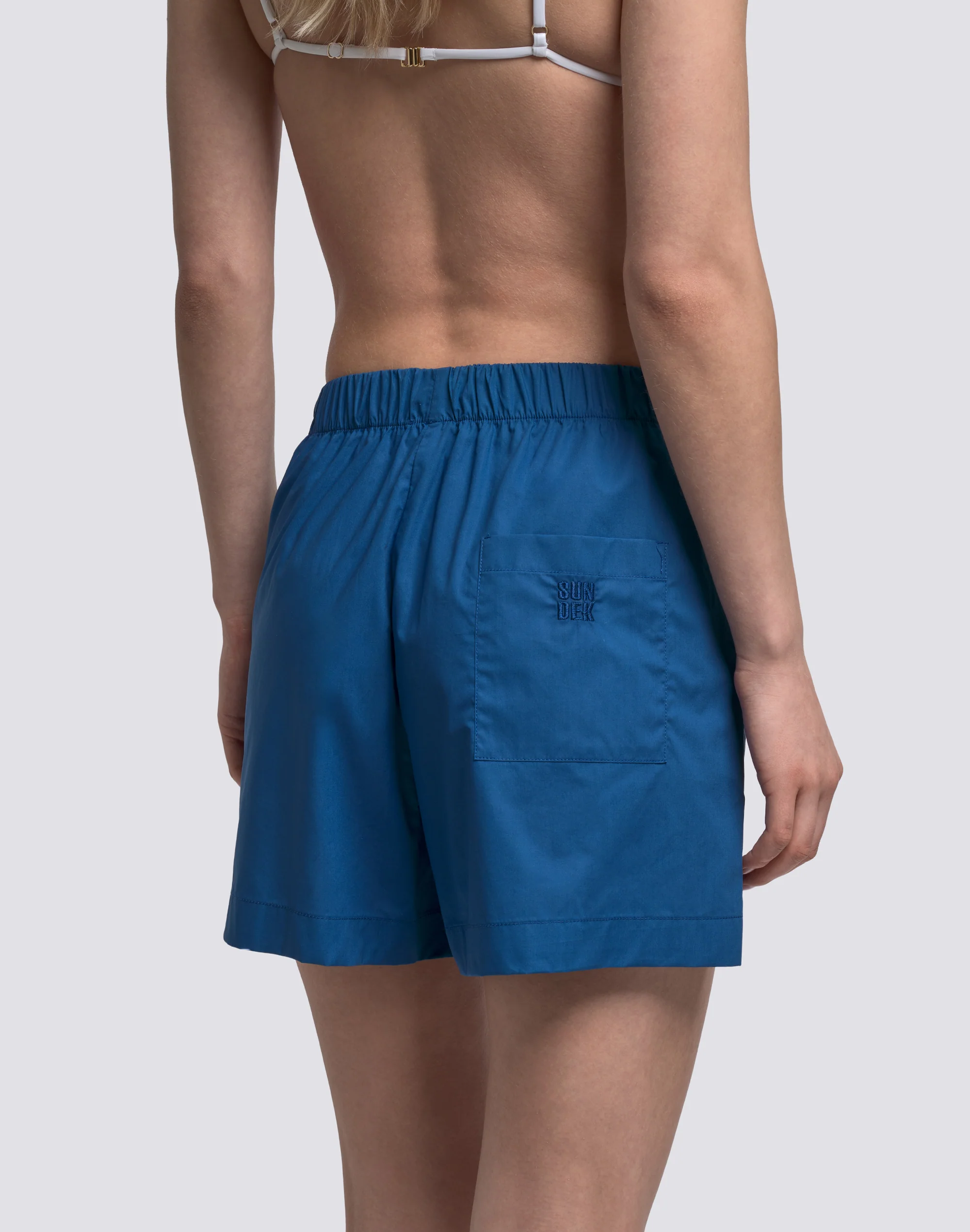 SHORTS DONNA A VITA ELASTICATA IN POPELINE DI COTONE - Image 5