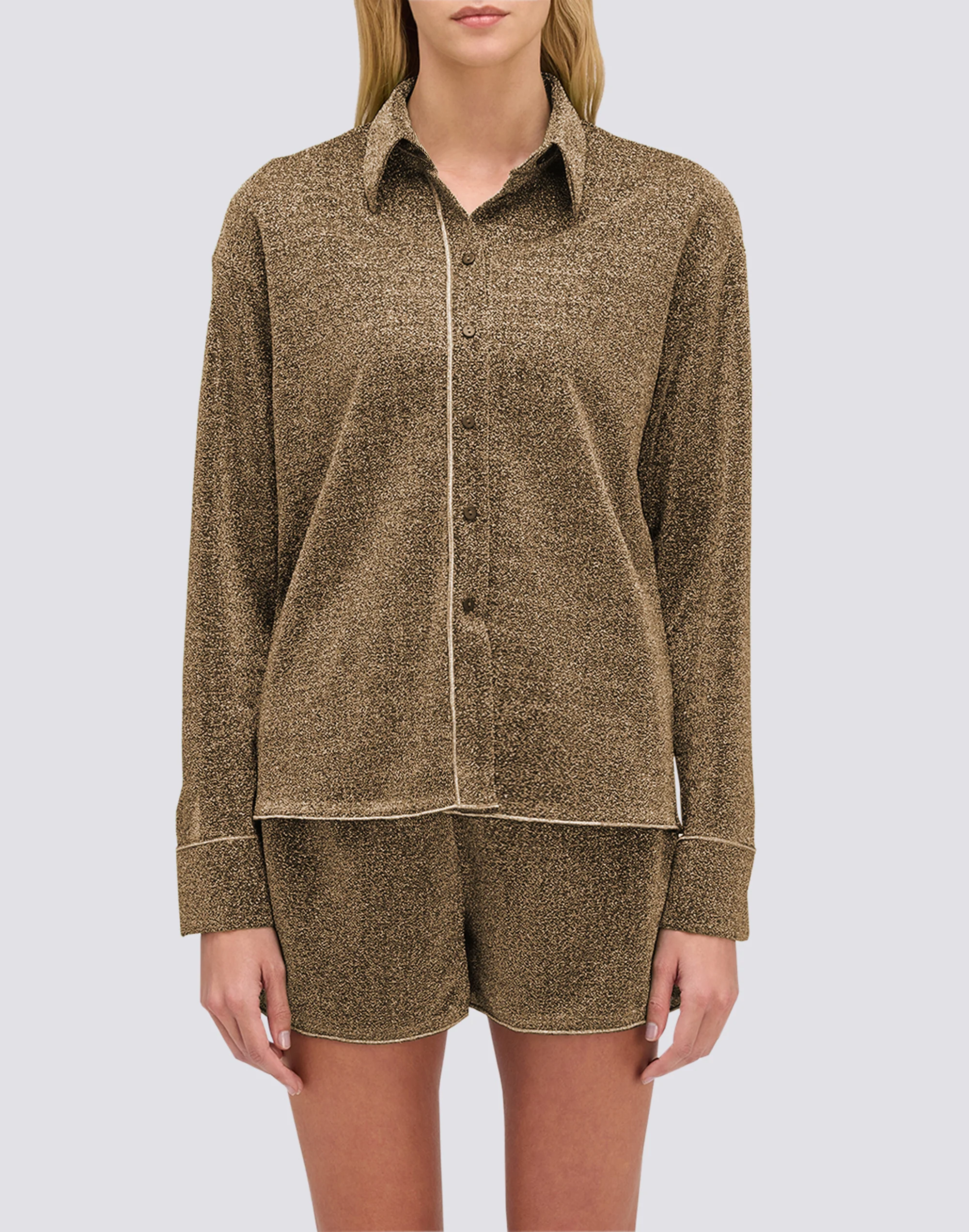 CAMICIA A MANICHE LUNGHE DONNA IN LUREX