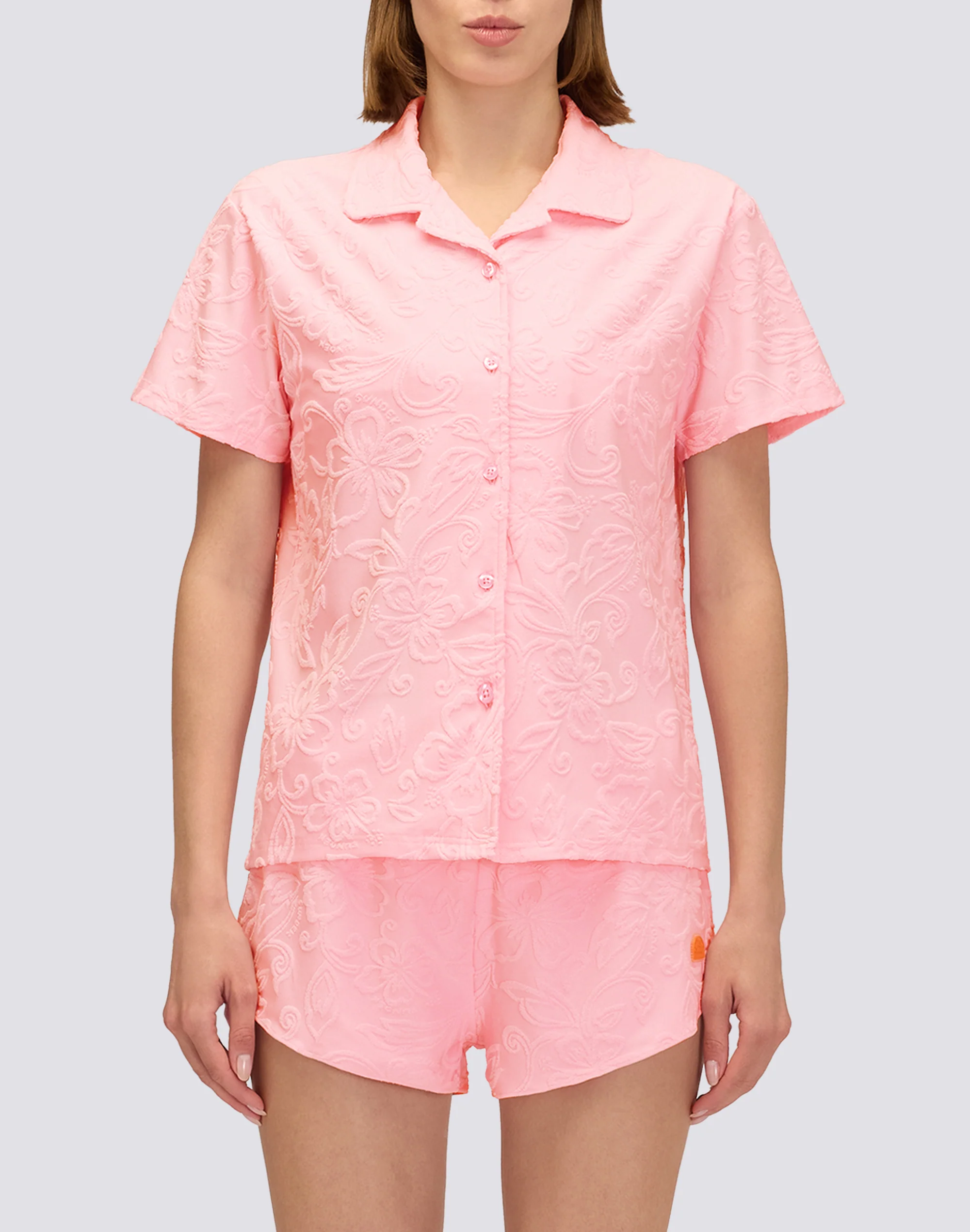 CAMICIA MODELLO BOWLING IN SPUGNA JACQUARD CON MOTIVO SK23